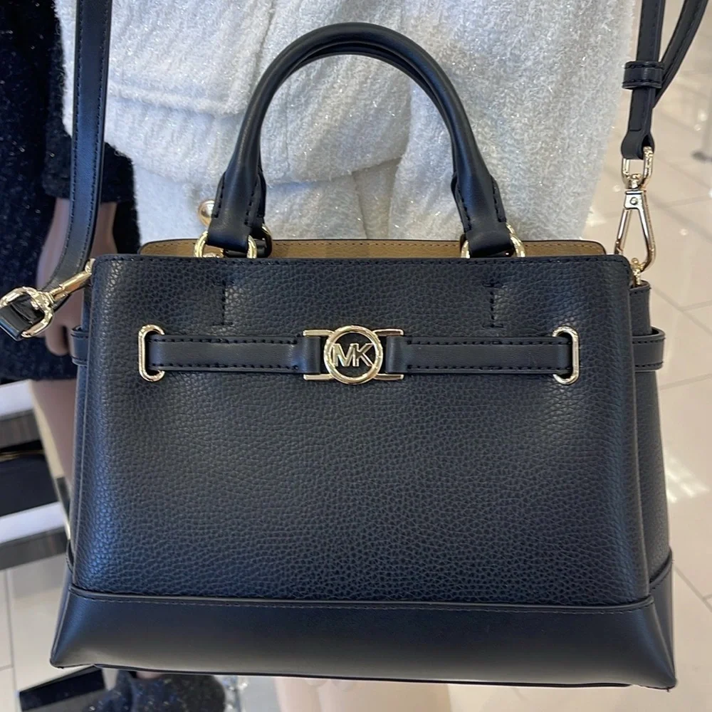Michael Kors Reed Small Satchel Crossbody Center Zip Bag Color: Black  NWT
